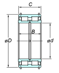 Full complement type cylindrical roller bearings for crane sheaves